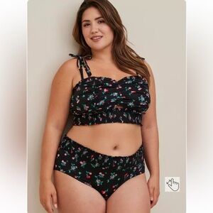 Torrid size 00x 10 New Bralette & Panty Set Microfiber Cherry Print
